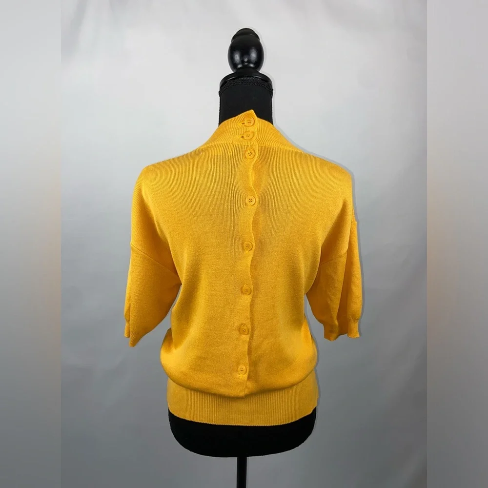 Sweater Mock Turtleneck Medium Golden Yellow Vintage Rena Rowan for Saville